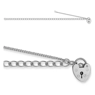 Jewelco London Rhodium Sterling Silver charm Charm Bracelet - 9mm gauge - ACB009