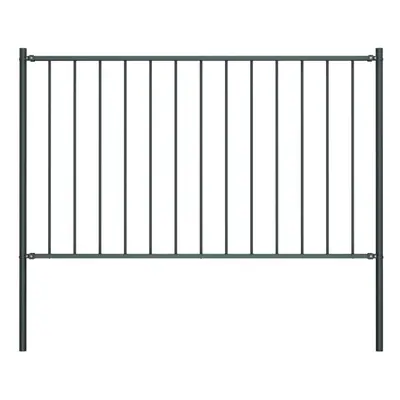 vidaXL Fence Panel with Posts Powder-coated Steel 1.7x1.25m Anthracite Barrier