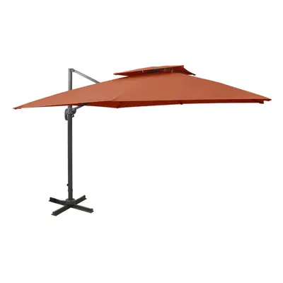 vidaXL Cantilever Garden Parasol with Double Top Outdoor Umbrella Terracotta