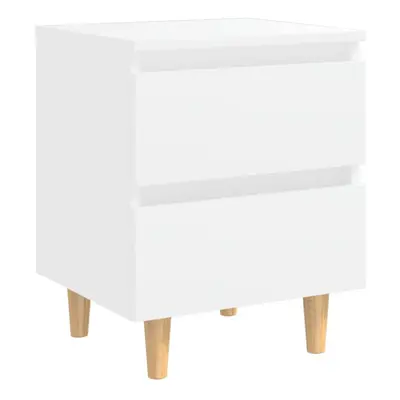 vidaXL Bed Cabinet with Solid Pinewood Legs White Side Cabinet Nightstand