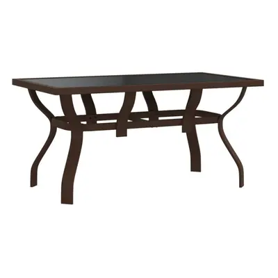 (brown and black, x x cm) vidaXL Garden Table Steel and Glass Multi Colours 140x70x70 cm/180x80x