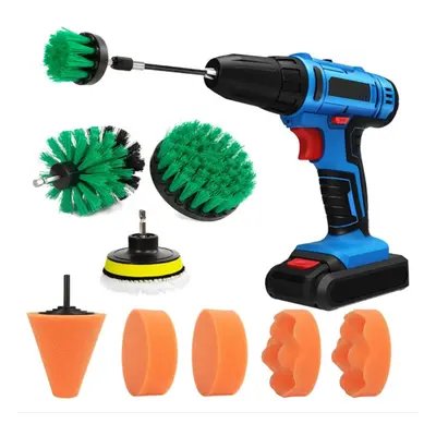 9pcs Drill Brush Set Drill Scrubber Polishing Sponge Cleaning Brush Kit For Wheel Carpet Cleanin