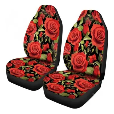 (Double) 1/2 PCS Universal Car Front Seat Cushion Cover Rose Printed Full Protector