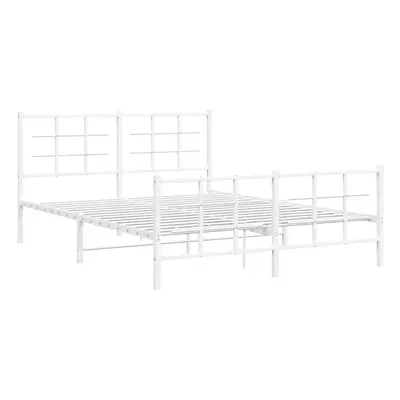 (white, x cm/with headboard & footboard) vidaXL Metal Bed Frame with Headboard Home Bed Base Bed