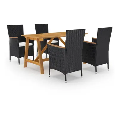 (black, cm table length) vidaXL Garden Dining Set with Cushions Black|Brown Multi Sizes 3/5/7 Pi