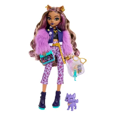 Monster High Clawdeen Wolf Doll with Pet Dog Crescent and Accessories like Backpack, Planner, Sn