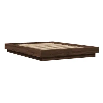 (brown, x cm) vidaXL Bed Frame and LED Lights Bed Base Mattress Foundation Engineered Wood