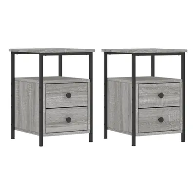 (grey sonoma) vidaXL Bedside Cabinets Nightstand Bed Table pcs Sonoma Oak Engineered Wood