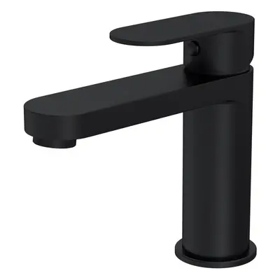 Round Mono Basin Mixer Bathroom Sink Tap & Push Button Waste - Matt Black - Balterley