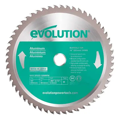 Evolution Aluminium Cutting Mitre Saw Blade x 25.4mm x 80T