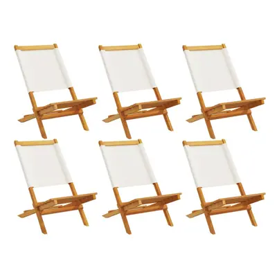 (cream, pcs) vidaXL Folding Garden Chairs pcs Chairs Cream White Fabric and Solid Wood