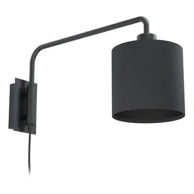 Wall Light Colour Black Shade Black Fabric In Line Switch Bulb E27 1x40W