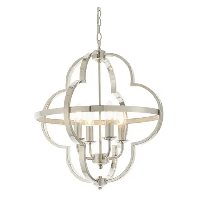 Bright Nickel Shaped Frame Ceiling Pendant Light - Bulb Hanging Fitting