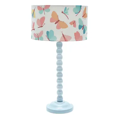 ValueLights Bobbins Butterfly Shade Powder Blue Table Lamp with Bulb