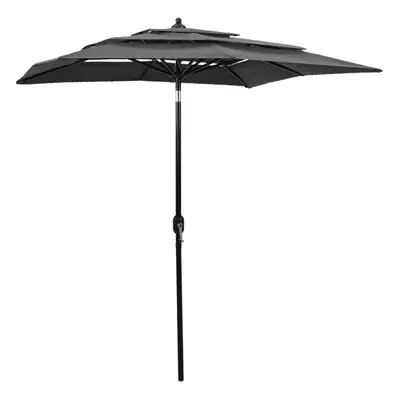 vidaXL 3-Tier Parasol with Aluminium Pole Anthracite 2x2 m Outdoor Umbrella