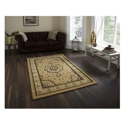 (Beige, 80cm x 140cm) Heritage Classic Floral Swirl Pattern Rug Wool Look Pile Home Mat