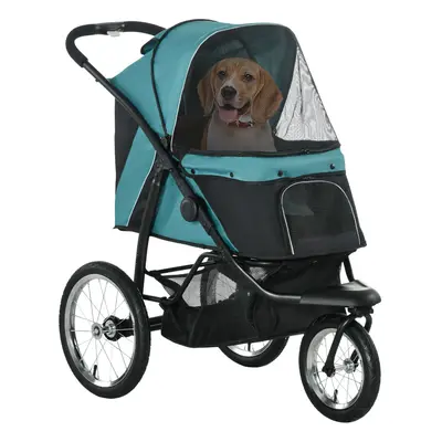 PawHut Wheel Pet Stroller, for Medium Small Dogs, Foldable Cat Pram - Green