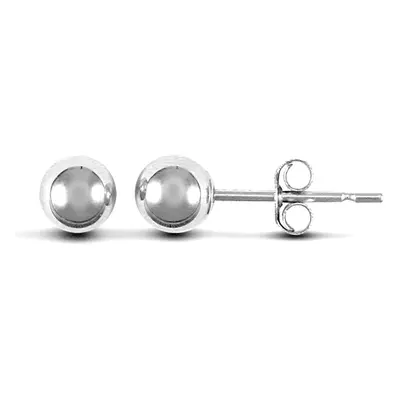 Jewelco London 9ct White Gold Ball Bead Stud Earrings, 5mm - JES157