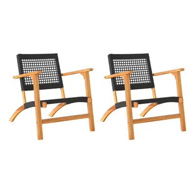 (black, without table) vidaXL Garden Chairs Outdoor Chair Seat Poly Rattan and Acacia Wood pcs