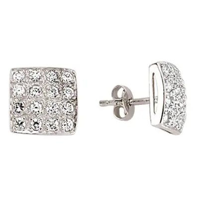 Jewelco London Ladies Sterling Silver Cubic Zirconia Grid Cluster Stud Earrings - GVE284