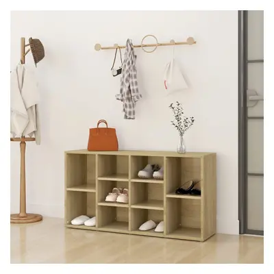 vidaXL Shoe Bench Sonoma Oak Chipboard Shoe Cabinet Organiser Storage Shelf