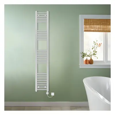 (Chrome, 1800x300mm) NRG Prefilled Thermostatic Electric Curved Heated Towel Rail Radiator