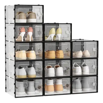 12 Pack Plastic Stackable Shoe Storage Box