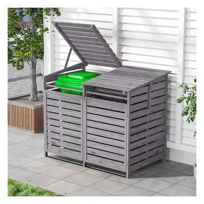 Outdoor Spruce Wood Garbage Can Garden Storage Shed