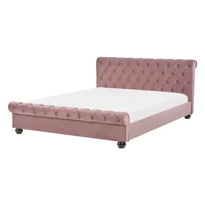 Bed AVALLON x cm (EU King Size) Velvet Pink