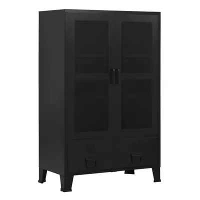 vidaXL Office Cabinet with Mesh Doors Steel 75x40x120cm Black Filing Cabinet