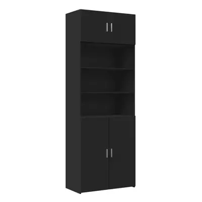 (black) vidaXL Storage Cabinet Hallway Side Cabinet Sideboard Black Engineered Wood