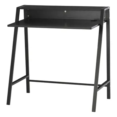 HOMCOM 2-Tier Storage Computer Workstation with Shelf, Metal Frame Black