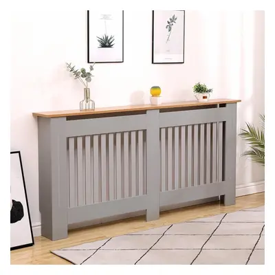 Extra Large Grey Oak Top Radiator Cover Wooden Wall Cabinet Slatted Grill York