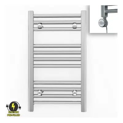 (300 x 600mm (BTU: 515), With MOA Thermostatic Element) 300mm Wide Chrome Electric Towel Rail Wi