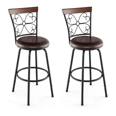 Set of Swivel Bar Stool Adjustable Height Chairs w/ Cushioned Seat