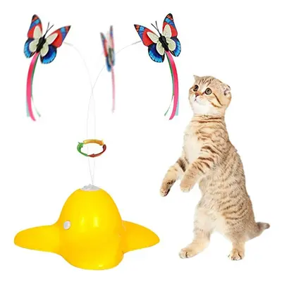 (White) Electric Vibrate Rotating Cat Toys Funny E*ercise Cat Toys Teaser with Butterfly Replace