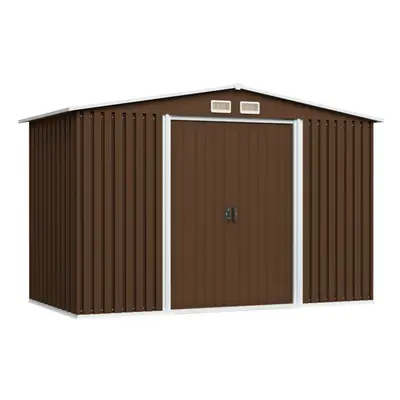 vidaXL Garden Storage Shed Brown 257x205x178cm Steel Outdoor Tool House Cabin