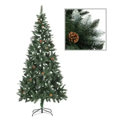 vidaXL Artificial Decor Christmas Tree with Pine Cones and White Glitter 210cm