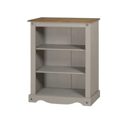 Corona Grey Wax Small Bookcase Storage Solid Wood Pine Furniture