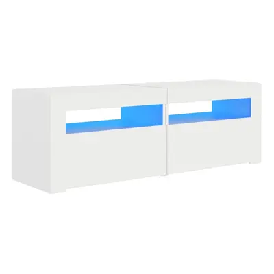 vidaXL TV Cabinet with LED Lights White Hifi Stand Desk TV Unit Hifi Cabinet