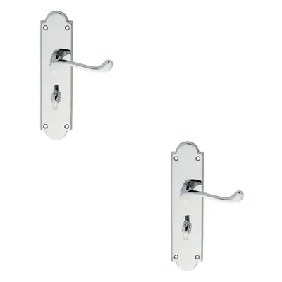 2x PAIR Victorian Scroll Lever on Bathroom Backplate x 49mm Polished Chrome