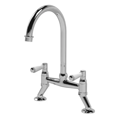 Traditional Bridge Mixer Kitchen Tap with Lever Handles - Chrome