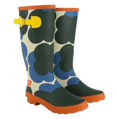 (3 UK, Shadow Flower) Regatta Womens Orla Kiely Hi Adjustable Patterned Wellies Wellington Boots