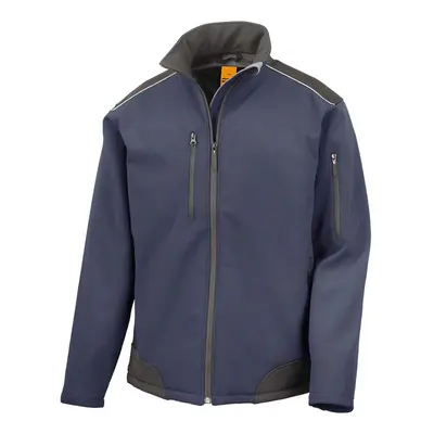 (M, Navy/Black) Result Mens Work Guard Ripstop Soft Shell Jacket