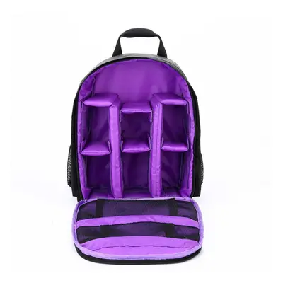 (Purple) Multi-functional Small DSLR Digital Camera Video Backpack Bag Waterproof Outdoor