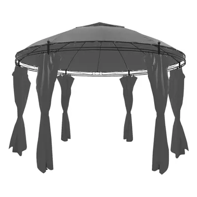 vidaXL Gazebo with Curtains Round 3.5x2.7m Anthracite Garden Canopy Marquee