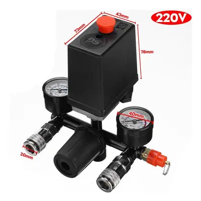 (Type A: 220V) Air Compressor Pressure Switch Control Valve Manifold Regulator Gauges With Quick