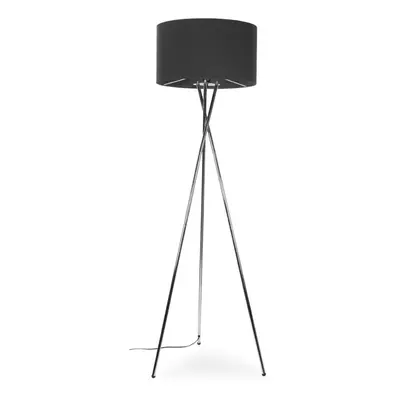 Modern Copper Metal Tripod Floor Lamp with a Dark Grey Cylinder Shade - Complete with a 6w LED B