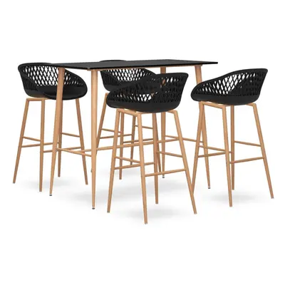 vidaXL Bar Set Piece Black Dining Room Kitchen Chair Stool Table Furniture