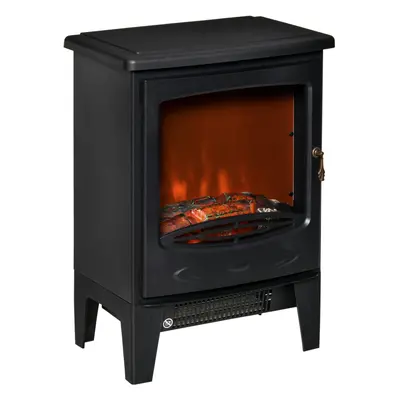 HOMCOM Freestanding Electric Fireplace Stove Heater W/ LED Flame Effect Black